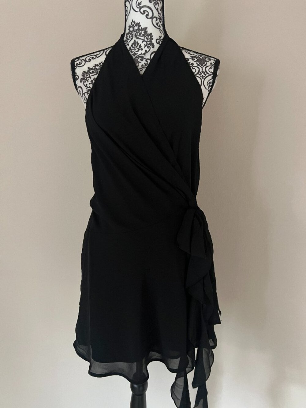 Beivy Halter Mini Dress - Black - Size Large